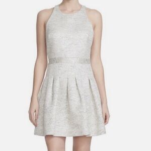 CeCe Women's Aubrey Metallic Racerback Fit & Flare Dress 8, Light Cream